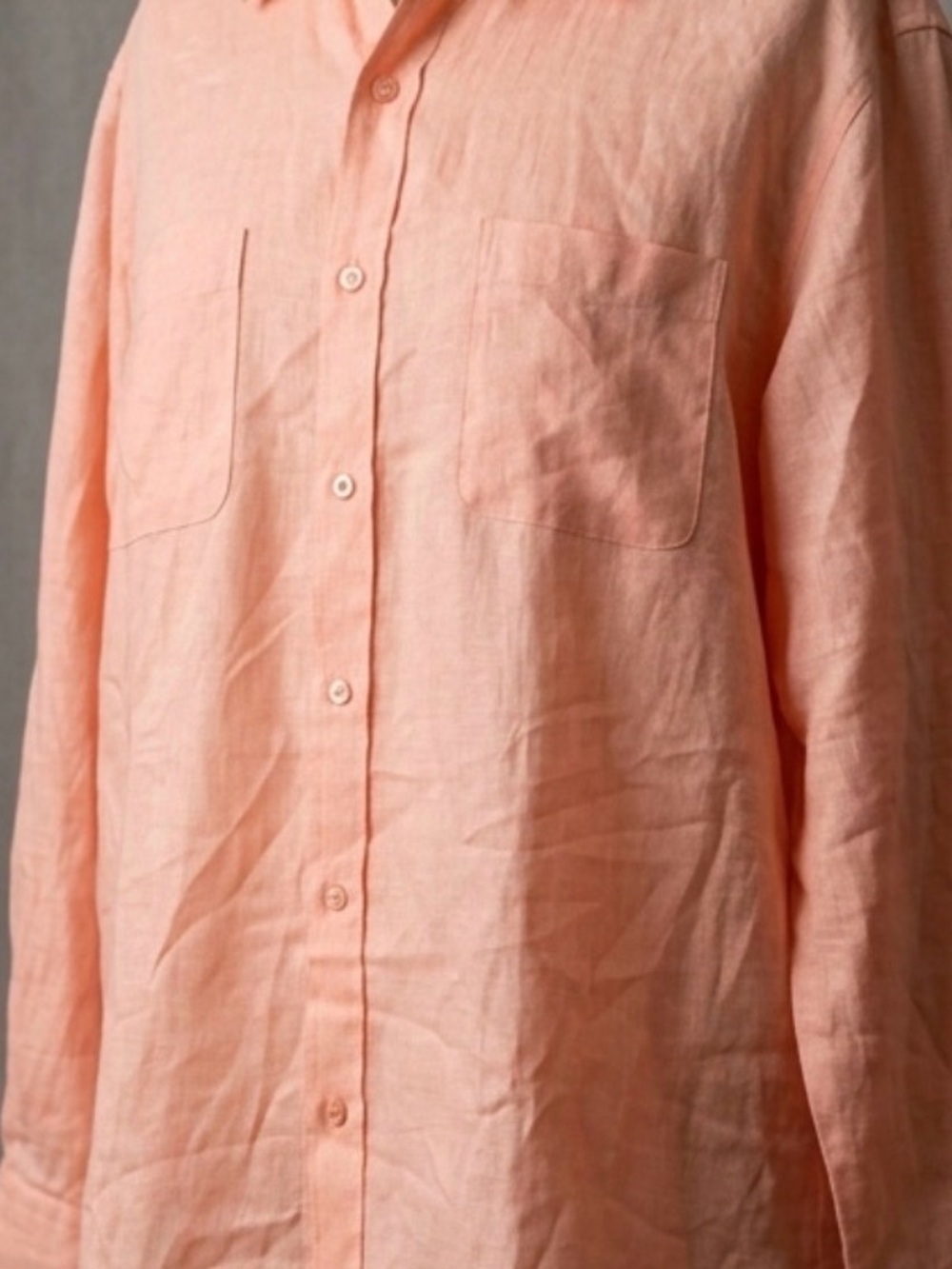 Men’s Peach Linen Long-Sleeve Shirt XXL